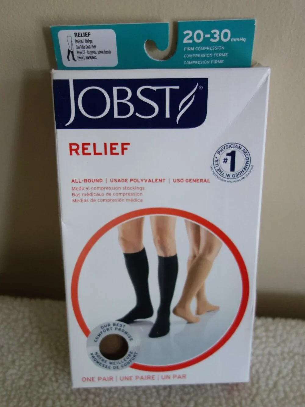 NIB New JOBST Relief 20-30 mm/HG Beige Knee High Socks – Small